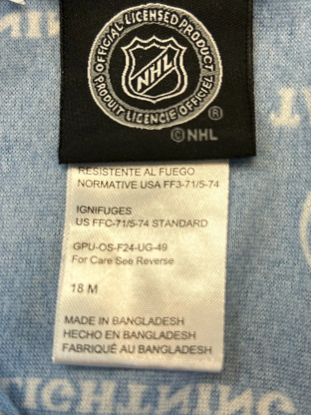NHL Tampa Bay Lightning Fleece Footed Infant Sleeper Romper Sz. 18 months NEW